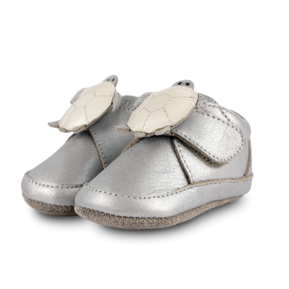 Niek Sneakers | Shimmer Turtle | Silver Grey Metallic Leather