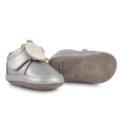 Niek Sneakers | Shimmer Turtle | Silver Grey Metallic Leather