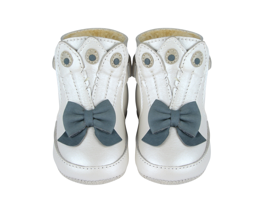 Ponne Booties | Off White Metallic Leather