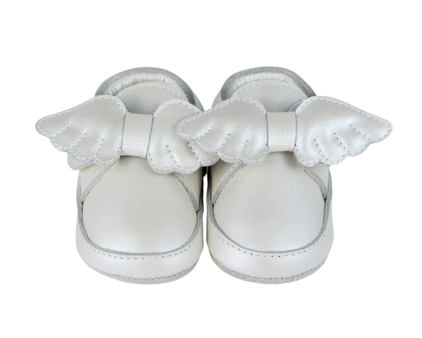 Sela Shoes | Off White Metallic Leather