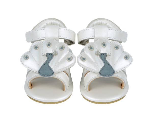 Vazi Sandals | Peacock | Off White Metallic Leather