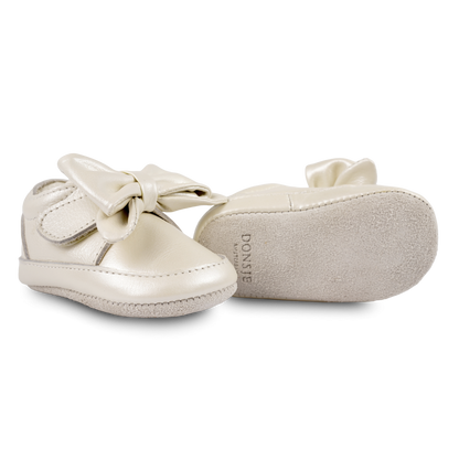 Mileau Sneakers | Off White Metallic Leather
