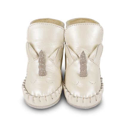Ynzi Booties | Unicorn | Off White Metallic Leather