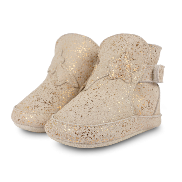 Diena Booties | Shooting Star | Cream Metallic Suede