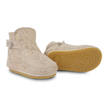 Diena Booties | Shooting Star | Cream Metallic Suede