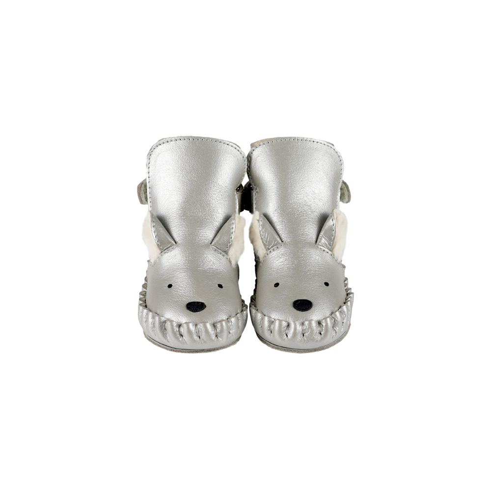 Smikki Booties | Polar Fox | Silver Grey Metallic Leather