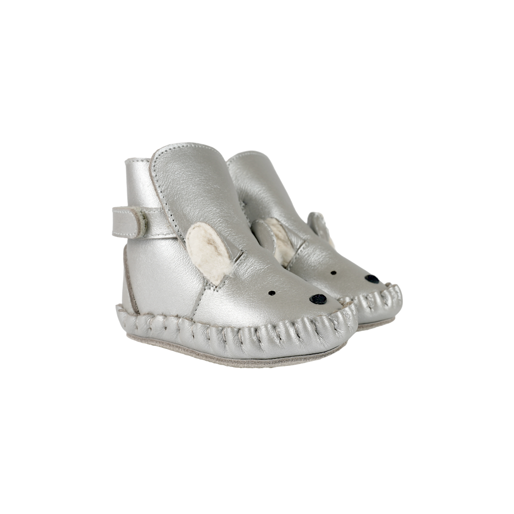 Smikki Booties | Polar Fox | Silver Grey Metallic Leather