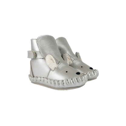 Smikki Booties | Polar Fox | Silver Grey Metallic Leather