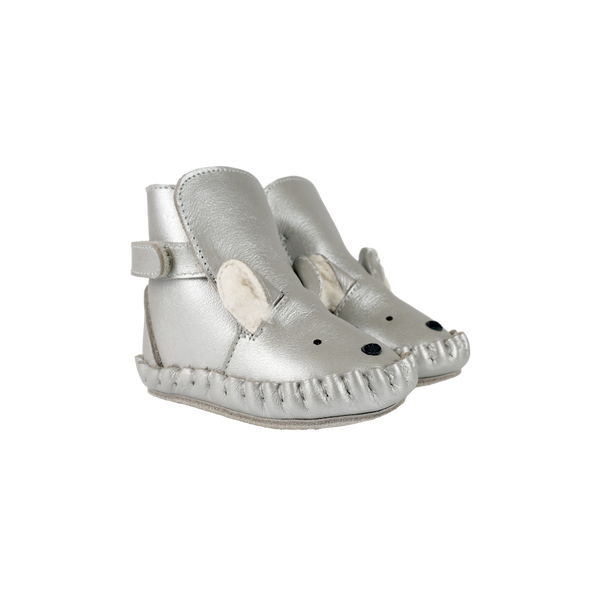 Smikki Booties | Polar Fox | Silver Grey Metallic Leather
