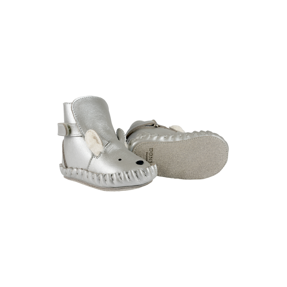 Smikki Booties | Polar Fox | Silver Grey Metallic Leather
