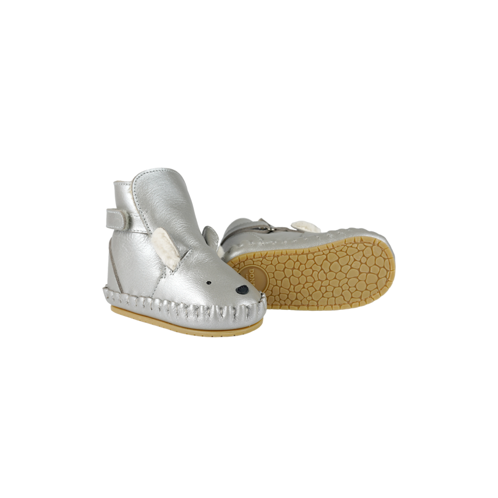 Smikki Booties | Polar Fox | Silver Grey Metallic Leather