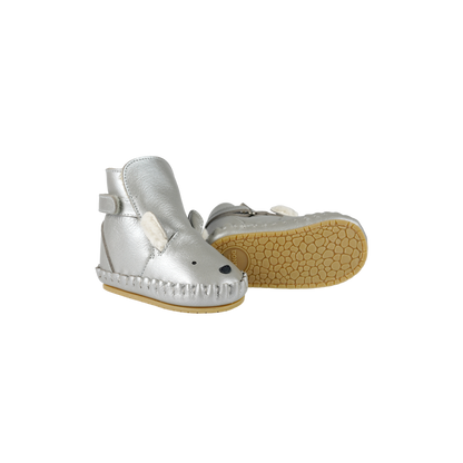 Smikki Booties | Polar Fox | Silver Grey Metallic Leather