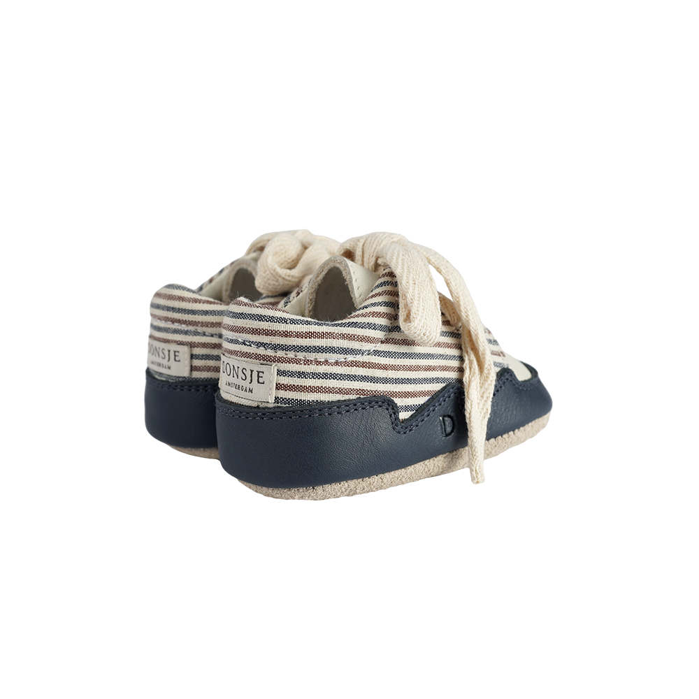 Pluksel Sneakers | Navy - Burgundy - Thin Striped