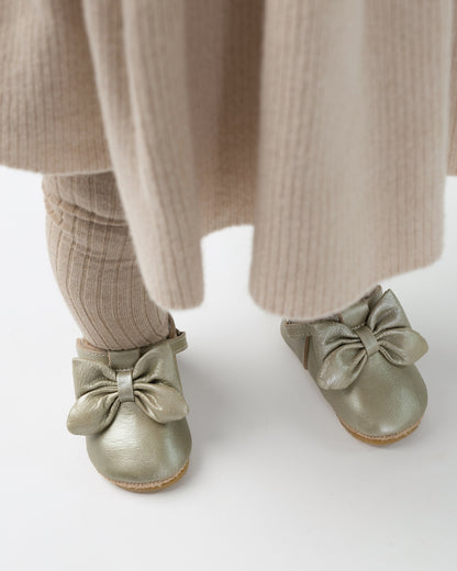 Celie Shoes | Champagne Metallic Leather