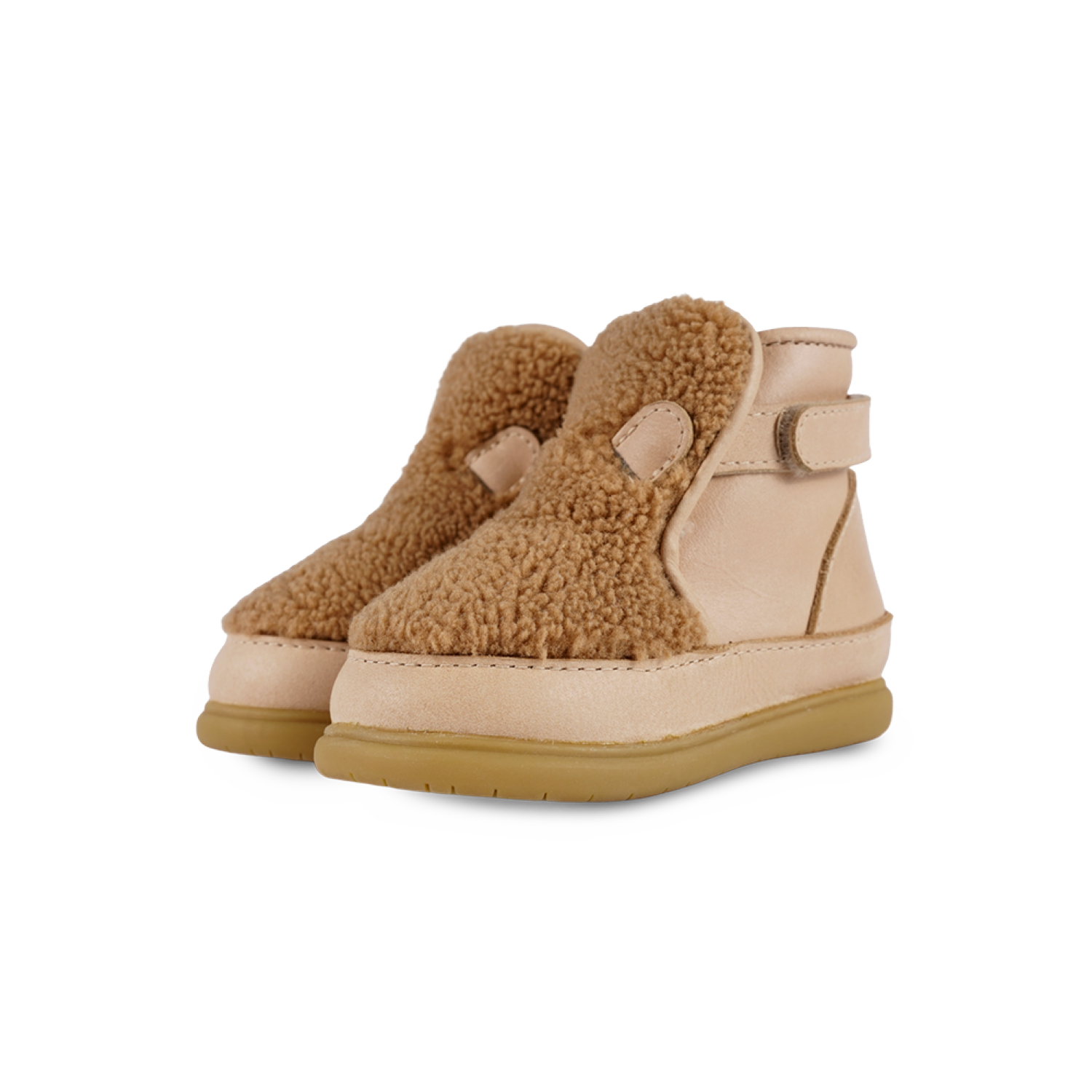 Roumi Shoes | Teddy Bear | Light Maple Curly Faux Fur