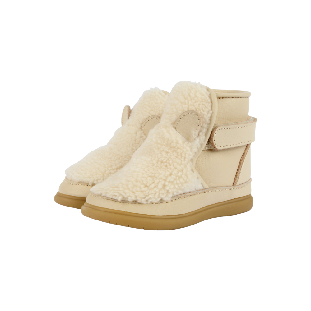 Roumi Shoes | Polar Bear | Off White Curly Faux Fur
