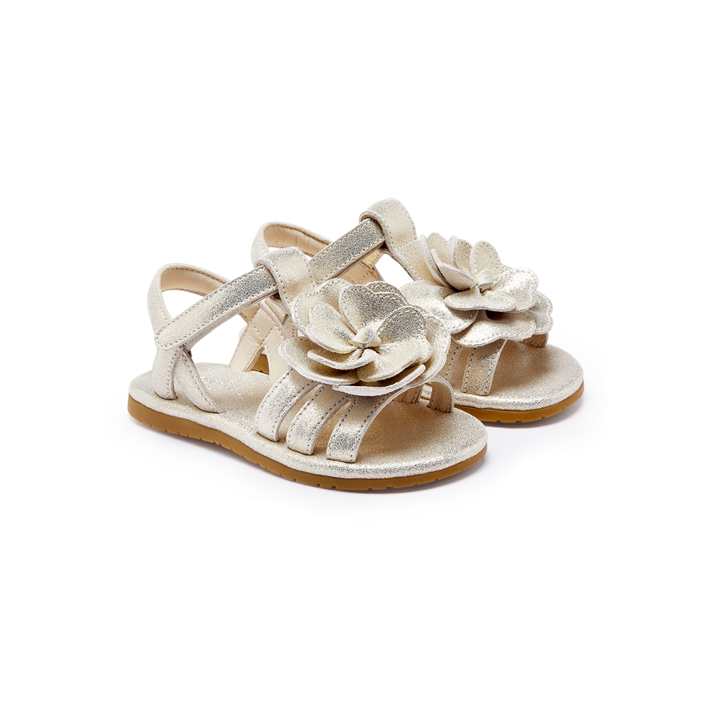 Jiles Fields Sandals | Shimmer Buttercup | Silver Metallic Leather