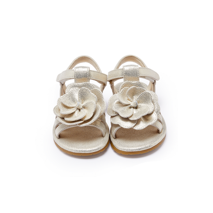 Jiles Fields Sandals | Shimmer Buttercup | Silver Metallic Leather