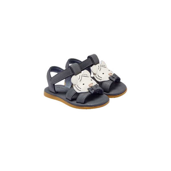 Mhalo Sandals | Festive White Tiger | Petrol Leather
