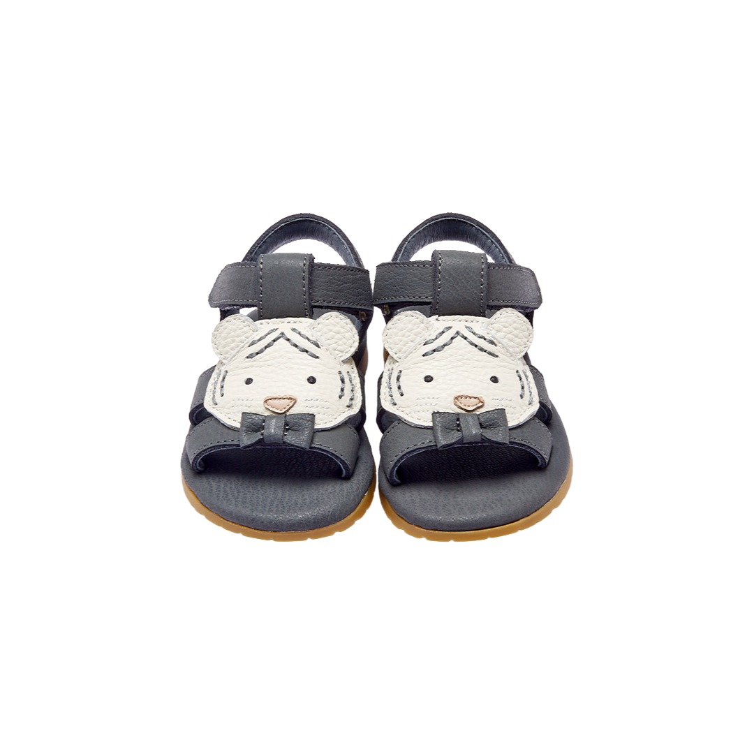 Mhalo Sandals | Festive White Tiger | Petrol Leather