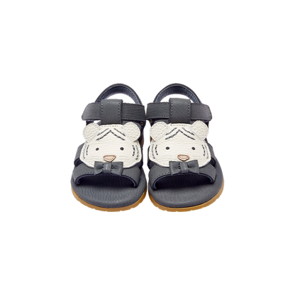 Mhalo Sandals | Festive White Tiger | Petrol Leather