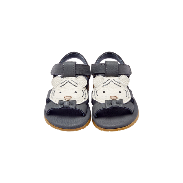 Mhalo Sandals | Festive White Tiger | Petrol Leather