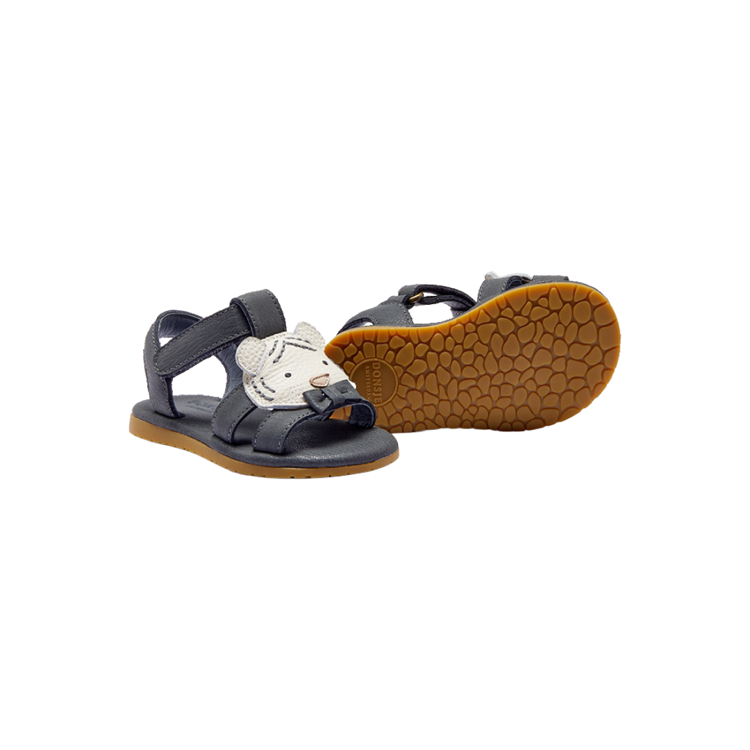 Mhalo Sandals | Festive White Tiger | Petrol Leather