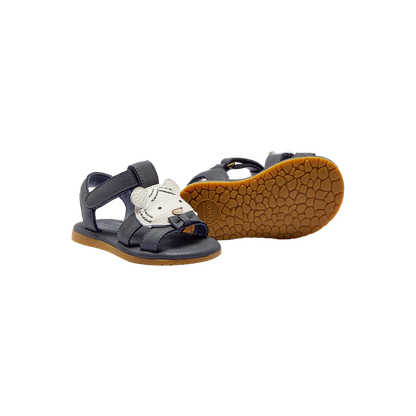 Mhalo Sandals | Festive White Tiger | Petrol Leather
