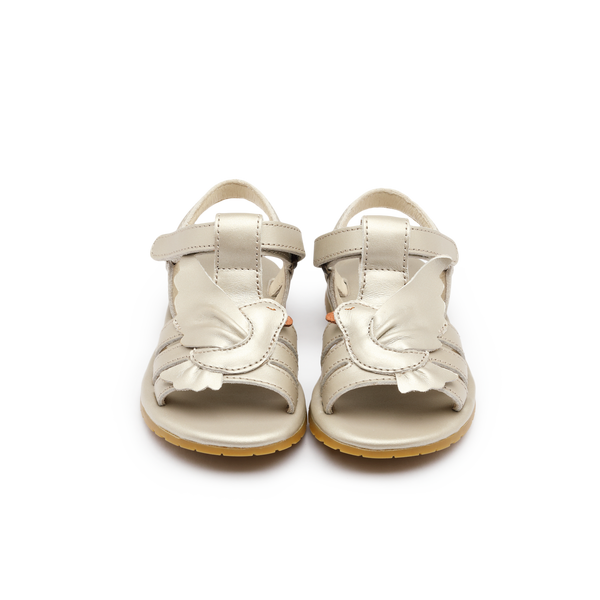 Tiyola Sandals | Dove | Off White Metallic Leather