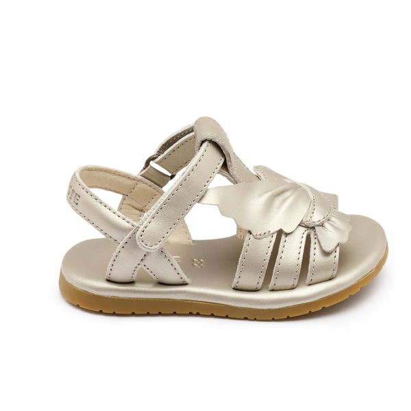 Tiyola Sandals | Dove | Off White Metallic Leather