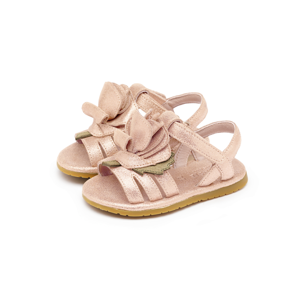 Tiyola Sandals | Rose | Powder Metallic Leather