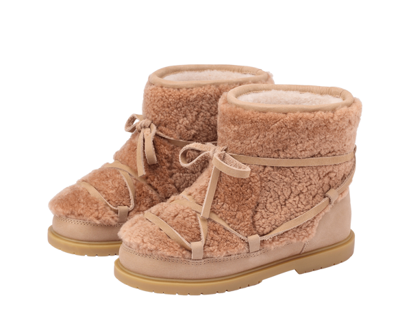 Cassia Boots | Beige Curly Sheep Wool