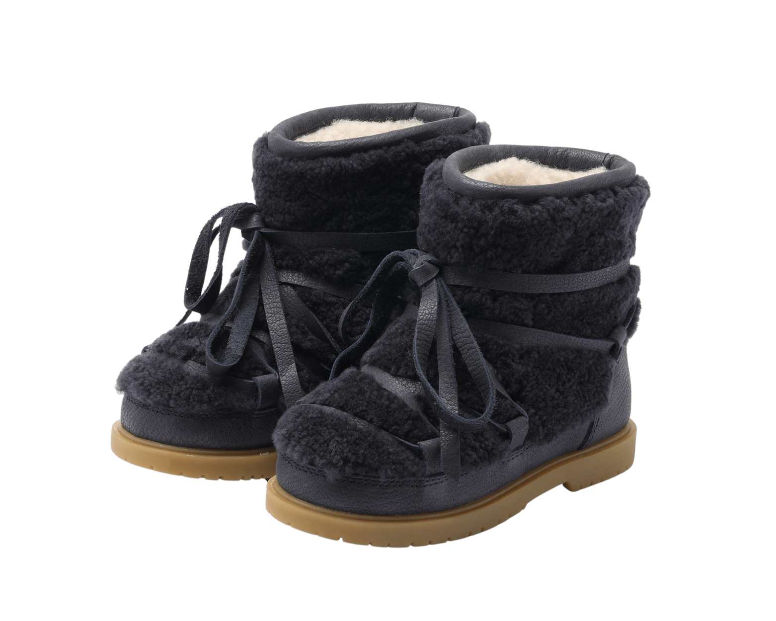 Cassia Boots | Navy Curly Sheep Wool