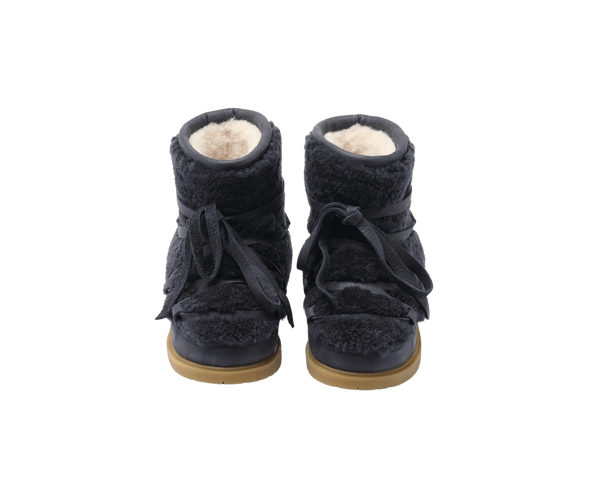 Cassia Boots | Navy Curly Sheep Wool