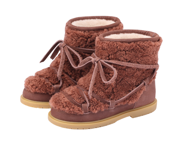 Cassia Boots | Brown Curly Sheep Wool