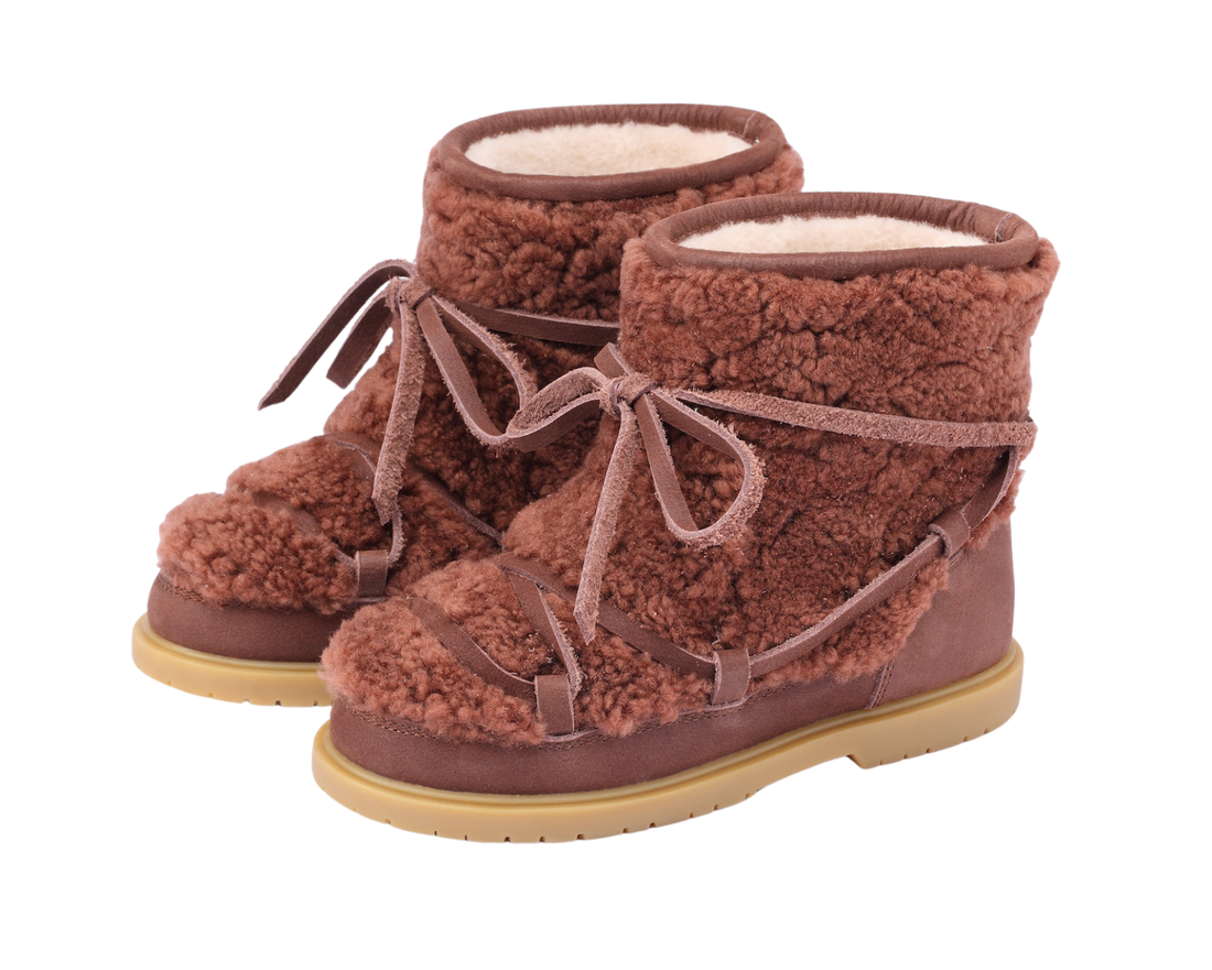 Cassia Boots | Brown Curly Sheep Wool