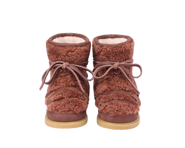 Cassia Boots | Brown Curly Sheep Wool
