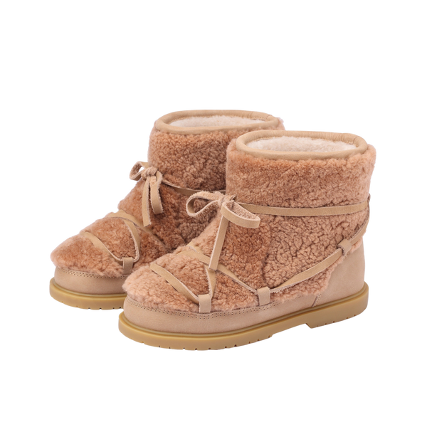 Cassia Boots | Beige Curly Sheep Wool