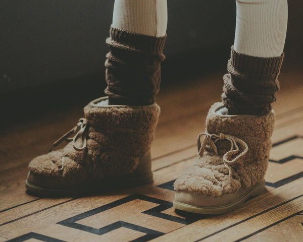 Cassia Boots | Beige Curly Sheep Wool