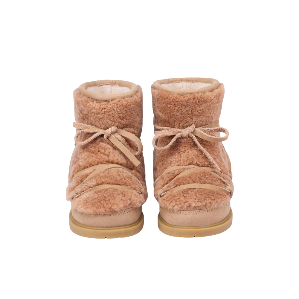 Cassia Boots | Beige Curly Sheep Wool