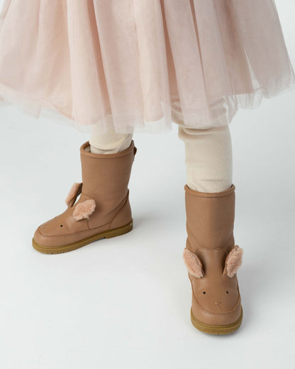 Wadudu Exclusive Boots | Fluffy Bunny | Hazelnut Leather