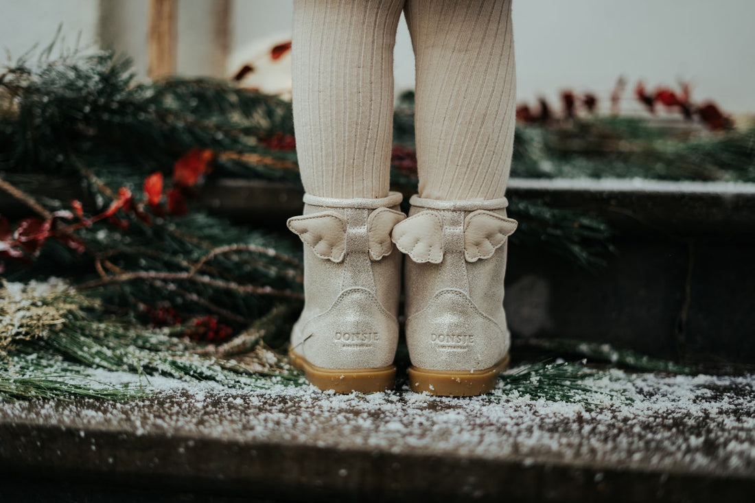 Angela Boots | Wings | Off White Metallic Leather