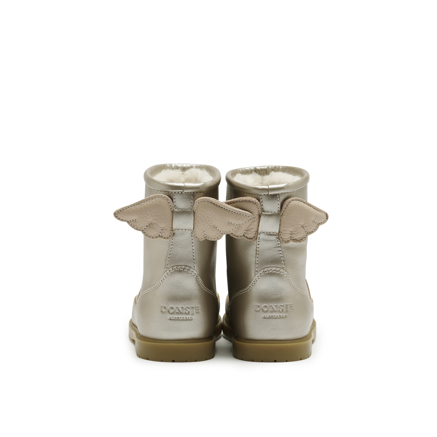 Angela Boots | Wings | Off White Metallic Leather