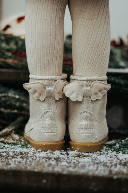 Angela Boots | Wings | Silver Metallic Leather