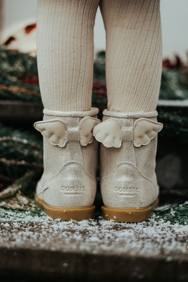 Angela Boots | Wings | Silver Metallic Leather
