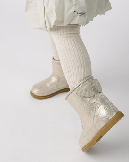 Angela Boots | Wings | Silver Metallic Leather