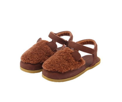 Els Sandals | Bear | Brown Curly Sheep Wool