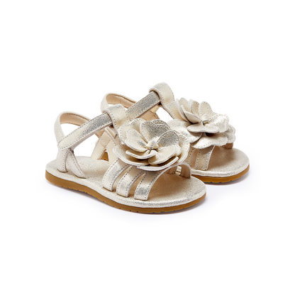 Iles Fields Sandals | Shimmer Buttercup | Silver Metallic Leather