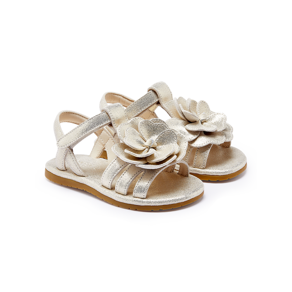 Iles Fields Sandals | Shimmer Buttercup | Silver Metallic Leather