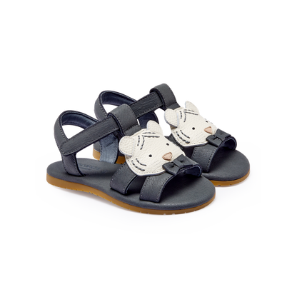 Dhalo Sandals | Festive White Tiger | Petrol Leather